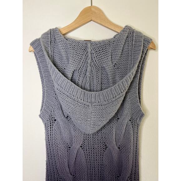 Free People Ombre Gradient Cable-Knit Hooded Cardigan Sweater Vest - Picture 14 of 16